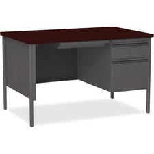 Lorell Fortress Series 48" Right Single-Pedestal Desk [DESK;RH;PED;48X30X29.5;MHGY-EA]
