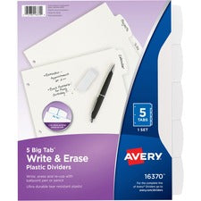 Avery&reg; Big Tab Write & Erase Dividers [DIVIDERS;WRITE-ON;5TAB;WE-ST]