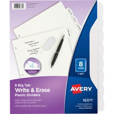 Avery&reg; Big Tab Write & Erase Dividers [DIVIDERS;WRITE-ON;8TAB;WE-ST]