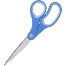 Sparco Bent Multipurpose Scissors - 8" Overall Length - Bent - Stainless Steel - Blue - 1 Each