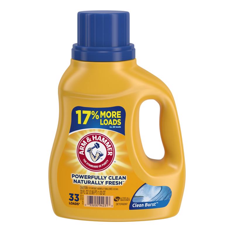 ARM & HAMMER - Arm & Hammer Clean Burst Scent Laundry Detergent Liquid 1 qt 1 pk - Case of 8