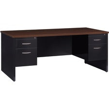 Lorell Fortress Modular Series Double-Pedestal Desk [DESK; 36"X72" DBL PED;BK/WL-EA]