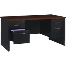 Lorell Fortress Modular Series Double-Pedestal Desk [DESK; 30"X60" DBL PED;BK/WL-EA]