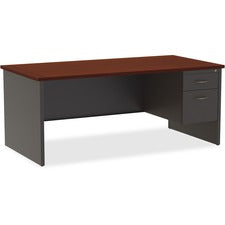 Lorell Fortress Modular Series Right-Pedestal Desk [DESK; 36"X72" RH PED;CH/MAH-EA]