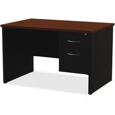Lorell Fortress Modular Series Right-Pedestal Desk [DESK; 30"X48" RH PED;BK/WL-EA]