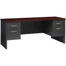 Lorell Fortress Modular Series Double-pedestal Credenza [DESK; 24"X72" DBL PED;CH/MH-EA]