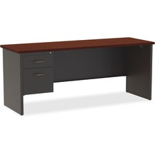 Lorell Fortress Modular Series Left-pedestal Credenza [DESK; 24"X72" LH PED;CH/MH-EA]