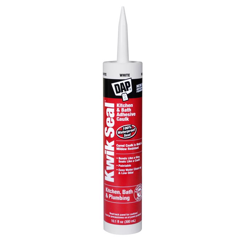KWIK SEAL - DAP Kwik Seal White Acrylic Latex Kitchen and Bath Adhesive Caulk 10.1 oz - Case of 12