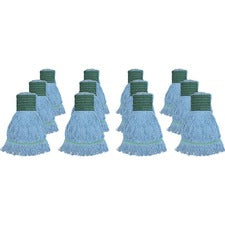 Genuine Joe Synthetic Blend Medium Mophead - Rayon, Cotton - Blue - 12 / Carton