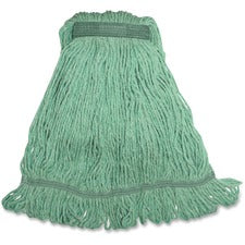 Genuine Joe Narrow Band Medium Mophead - Rayon, Cotton - 12 / Carton [MOP;MED;GREEN;BLND;NARROW-CT]