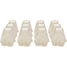 Genuine Joe Narrow Band Mophead - Cotton - Natural - 12 / Carton [MOP;24OZ;COTTON;CUTEND-CT]