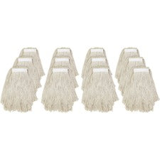 Genuine Joe Clamp-style Mophead - #20 - Cut Ends, Absorbent, Narrow Headband - Cotton - Natural - 12 / Carton