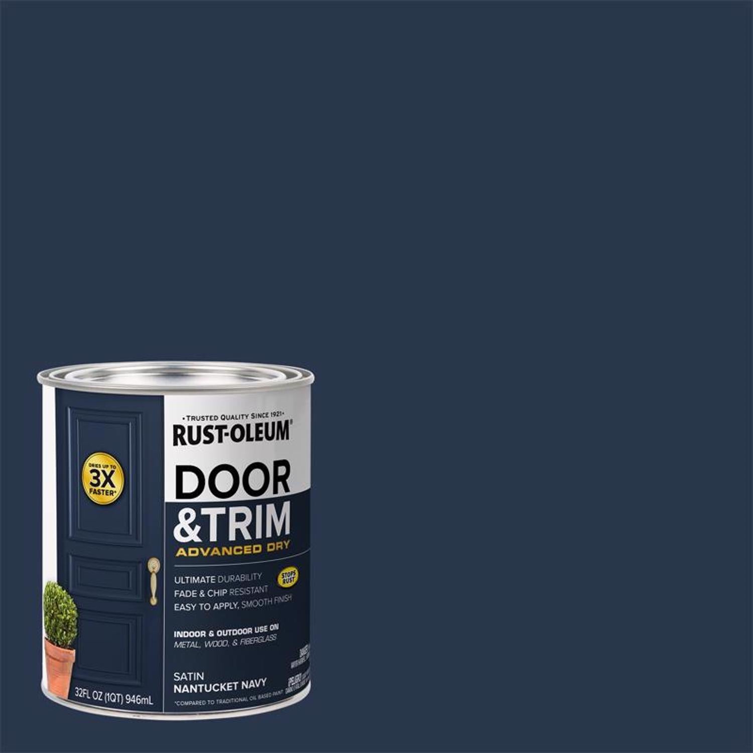 Rust-Oleum Stops Rust Satin Nantucket Water Base Door Paint Exterior and Interior 1 qt - Case of 2
