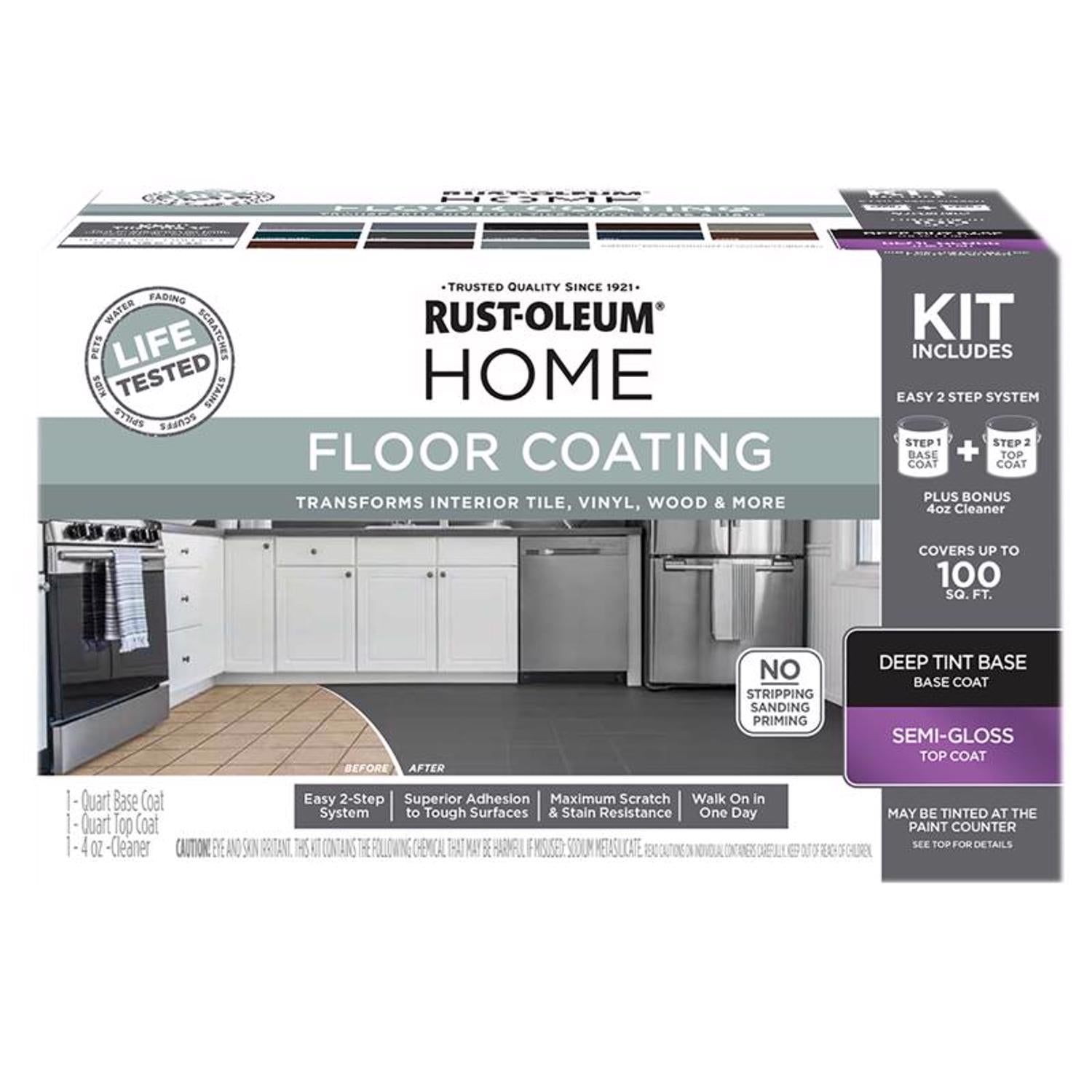 Rust-Oleum HOME Semi-Gloss Deep Tint Base Floor Coating Kit 1 qt - Case of 2