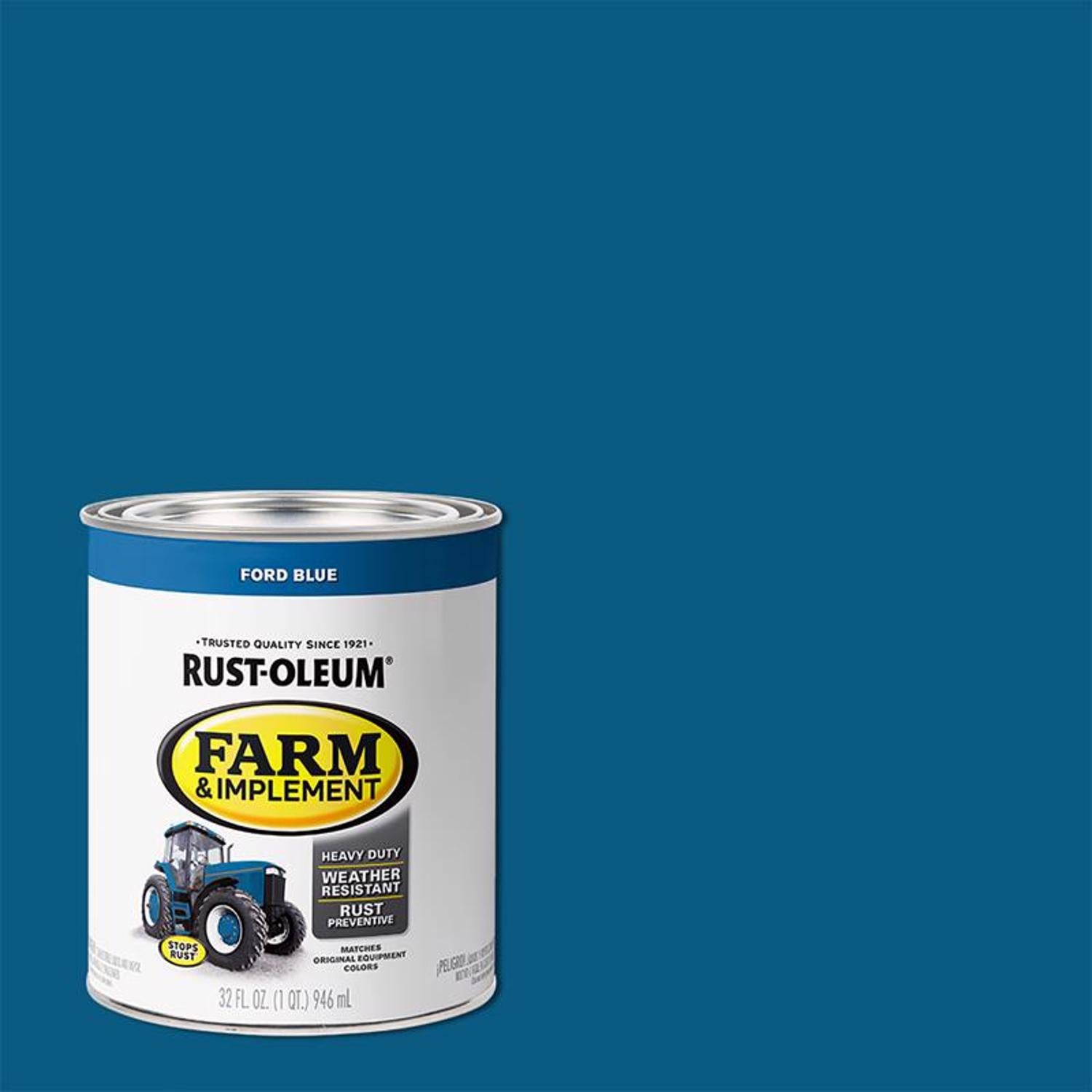 Rust-Oleum Indoor and Outdoor Gloss Ford Blue Oil-Based Oil Modified Alkyd Farm & Implement 1 qt - Case of 2