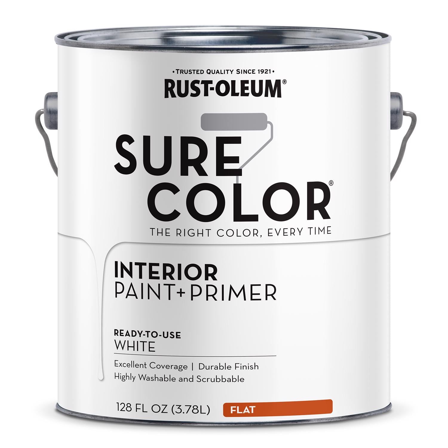 Rust-Oleum Sure Color Flat White Water-Based Paint + Primer Interior 1 gal - Case of 2