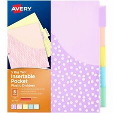 Avery&reg; Big Tab Plastic Dividers with Pockets, 5-Tab (07714