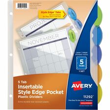 Avery&reg; Insertble Style Edge Plastic Pocket Dividers