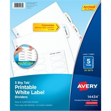 Avery&reg; Big Tab Printable White Label Dividers [DIVIDERS;EZ-PL;LBL;5TB;20PK-BX]