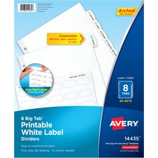 Avery&reg; Big Tab Printable White Label Dividers [DIVIDERS;EZ-PL;LBL;8TB;20PK-BX]