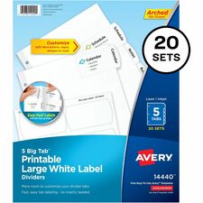 Avery&reg; Big Tab Tab Divider [DIVIDERS;EZPEEL;LG;5TB;20PK-BX]