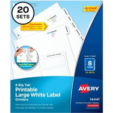Avery&reg; Big Tab Printable Large White Dividers with Easy Peel, 8 Tabs