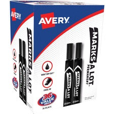 Avery&reg; Marks A Lot Permanent Markers - Large Desk-Style Size [MARKER;PERMANENT;BLACK;36CT-BX]