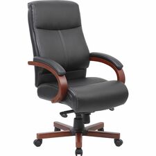 Lorell Executive High-Back Wood Finish Office Chair [CHAIR;EXEC;HI BACK;BK/MY-EA]