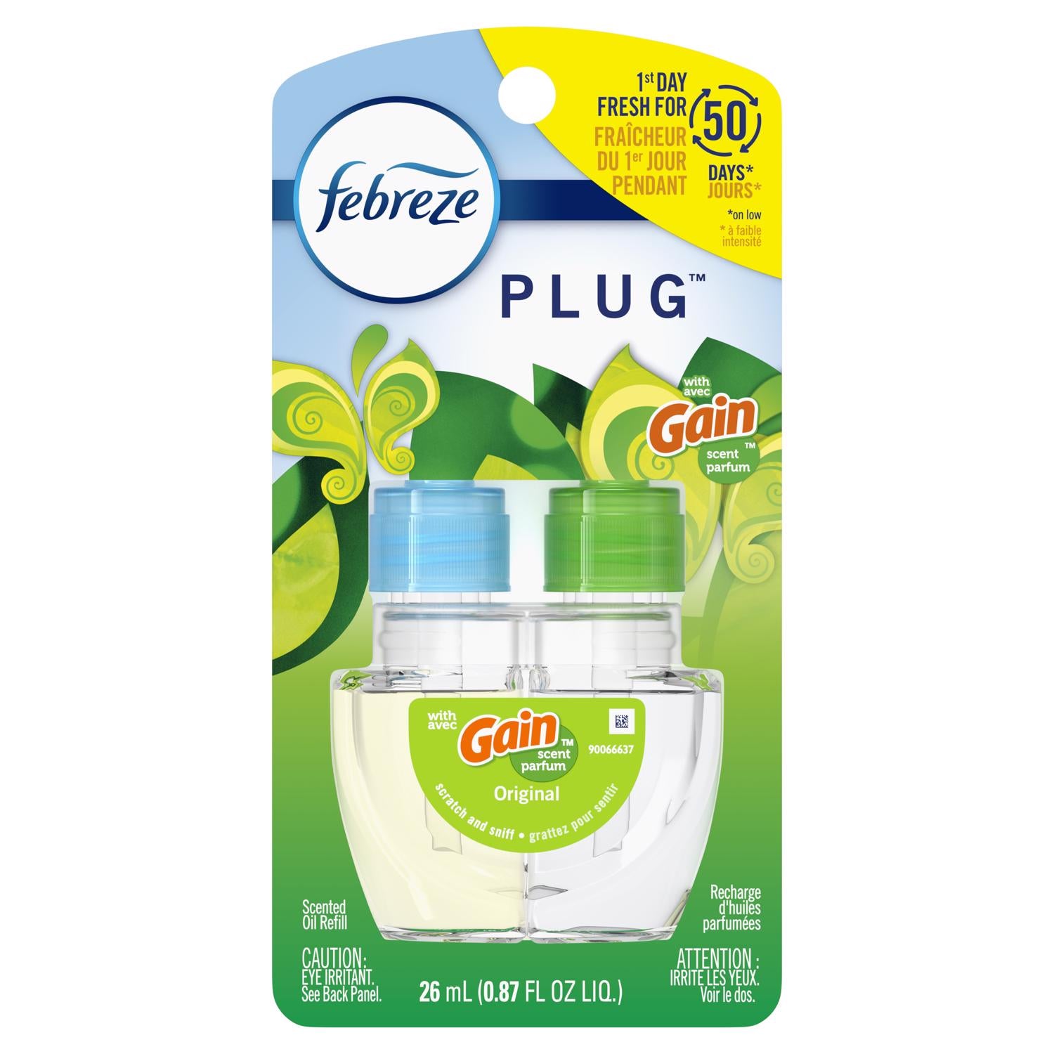Febreze Plug Gain Original Scent Air Freshener Oil Refill 0.87 oz Liquid 1 pk - Case of 8