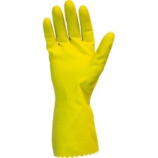 Safety Zone Yellow Flock Lined Latex Gloves [GLOVES;LATEX;FLOCK;-LINED;LG-DZ]
