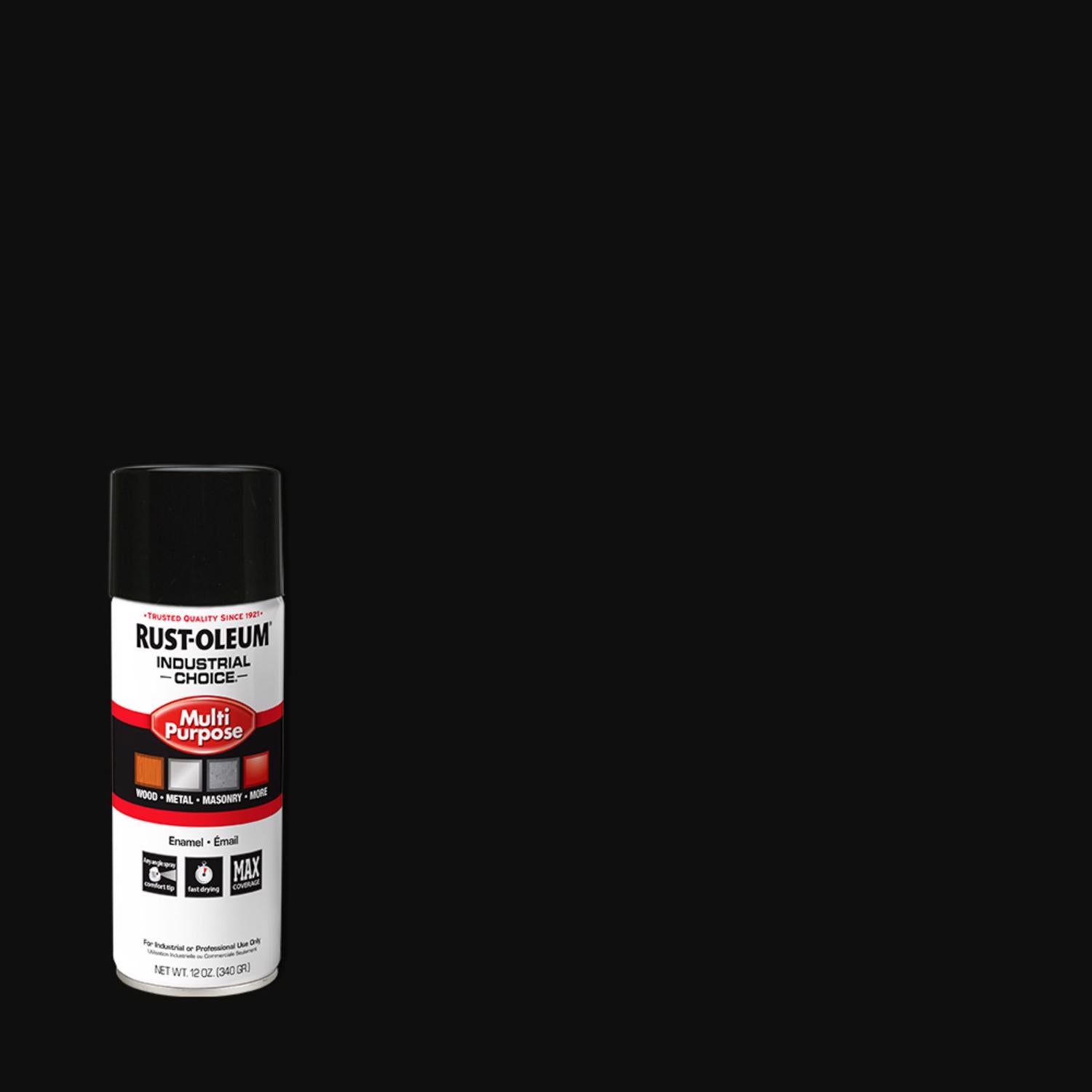 Rust-Oleum Industrial Choice Gloss Black Enamel Spray Paint 12 oz - Case of 6