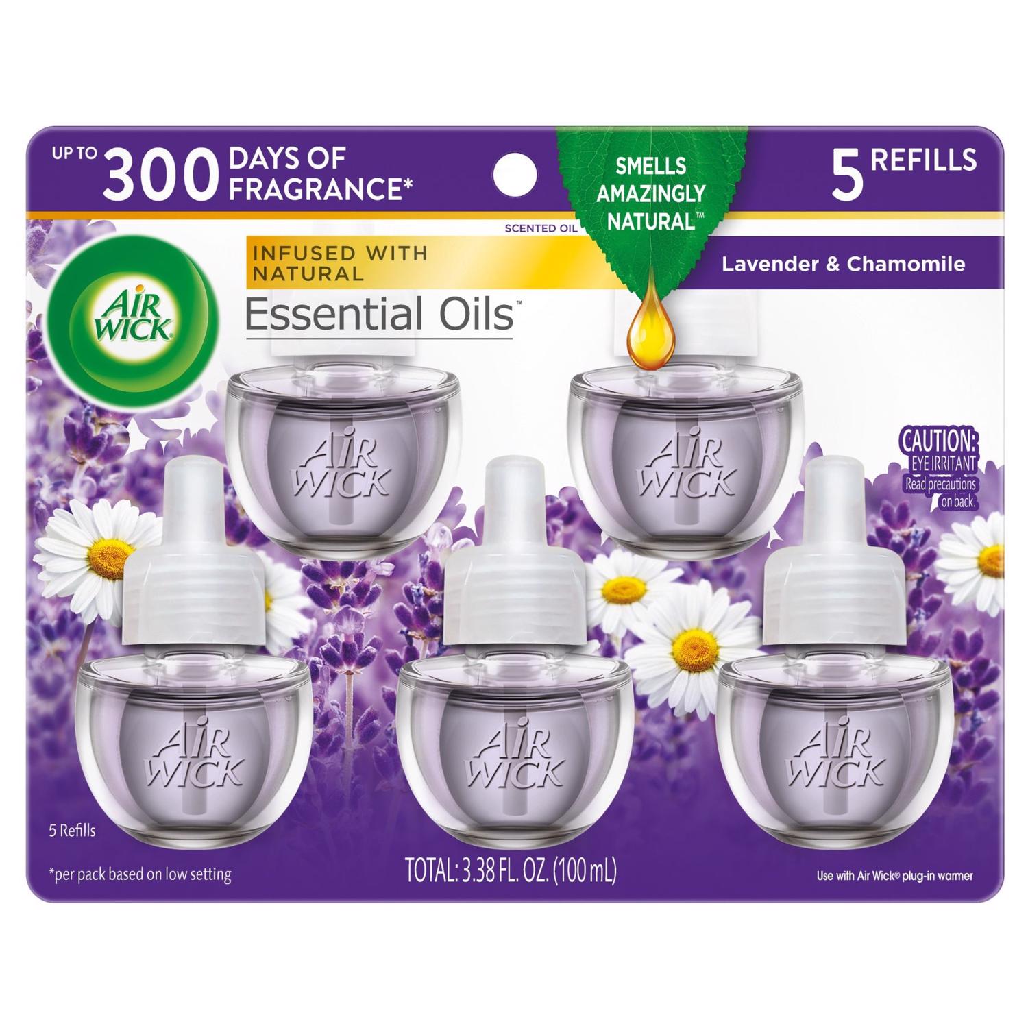 Air Wick Lavender and Chamomile Scent Air Freshener Oil Refill 3.38 oz Liquid 5 pk - Case of 5