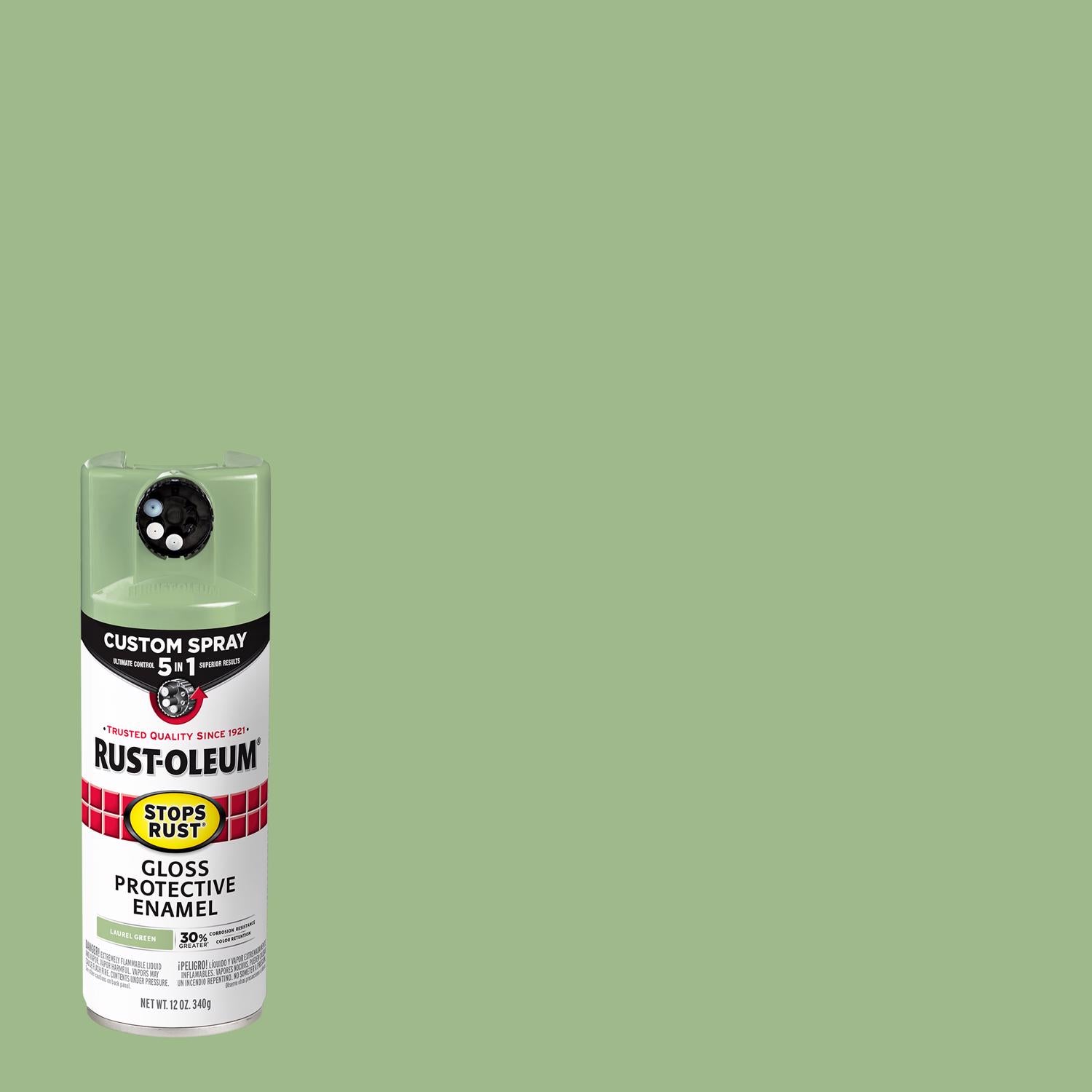 Rust-Oleum Stops Rust Gloss Laurel Green Enamel Spray Paint 12 oz - Case of 6