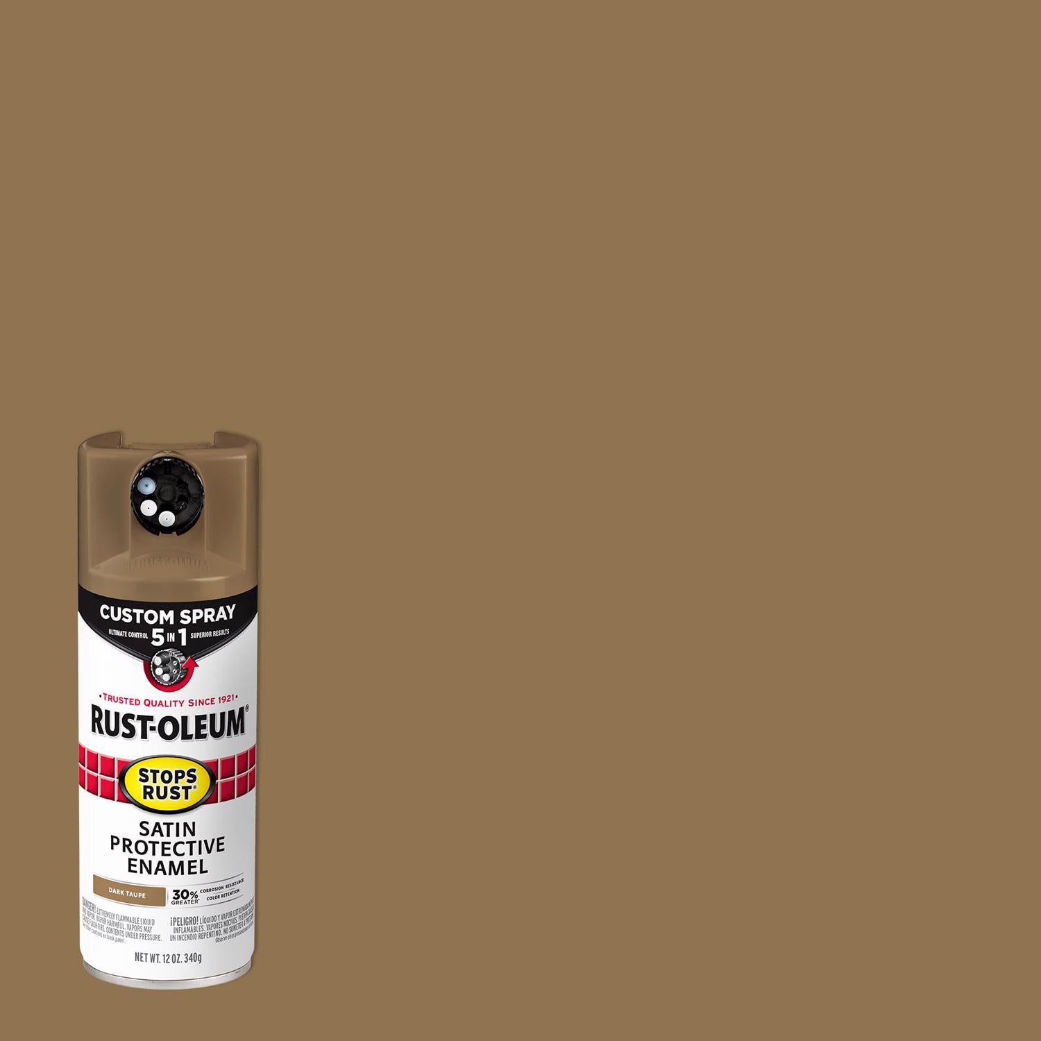 Rust-Oleum Stops Rust Satin Dark Taupe Protective Enamel Spray Paint 12 oz - Case of 6