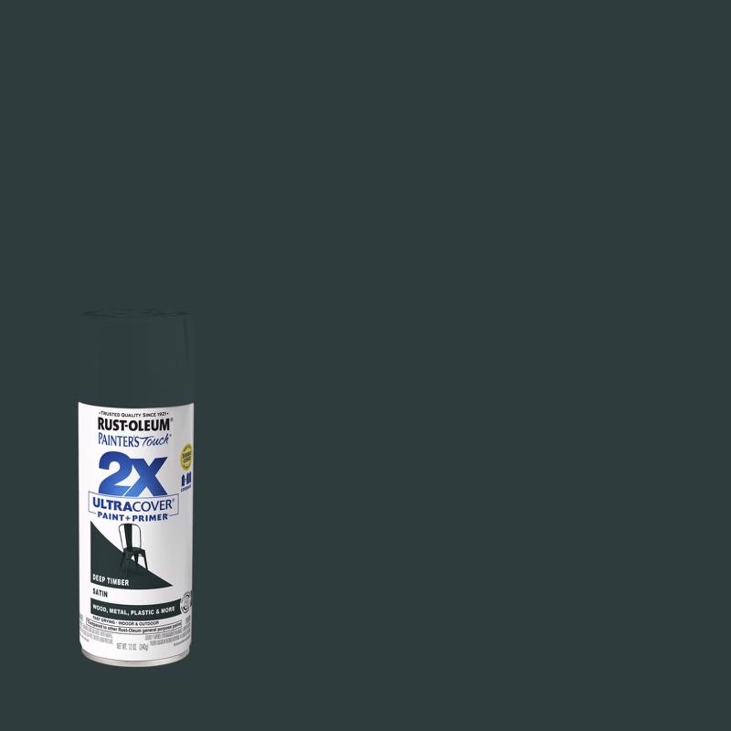 Rust-Oleum Painter's Touch Satin Deep Timber Paint+Primer Spray Paint 12 oz - Case of 6