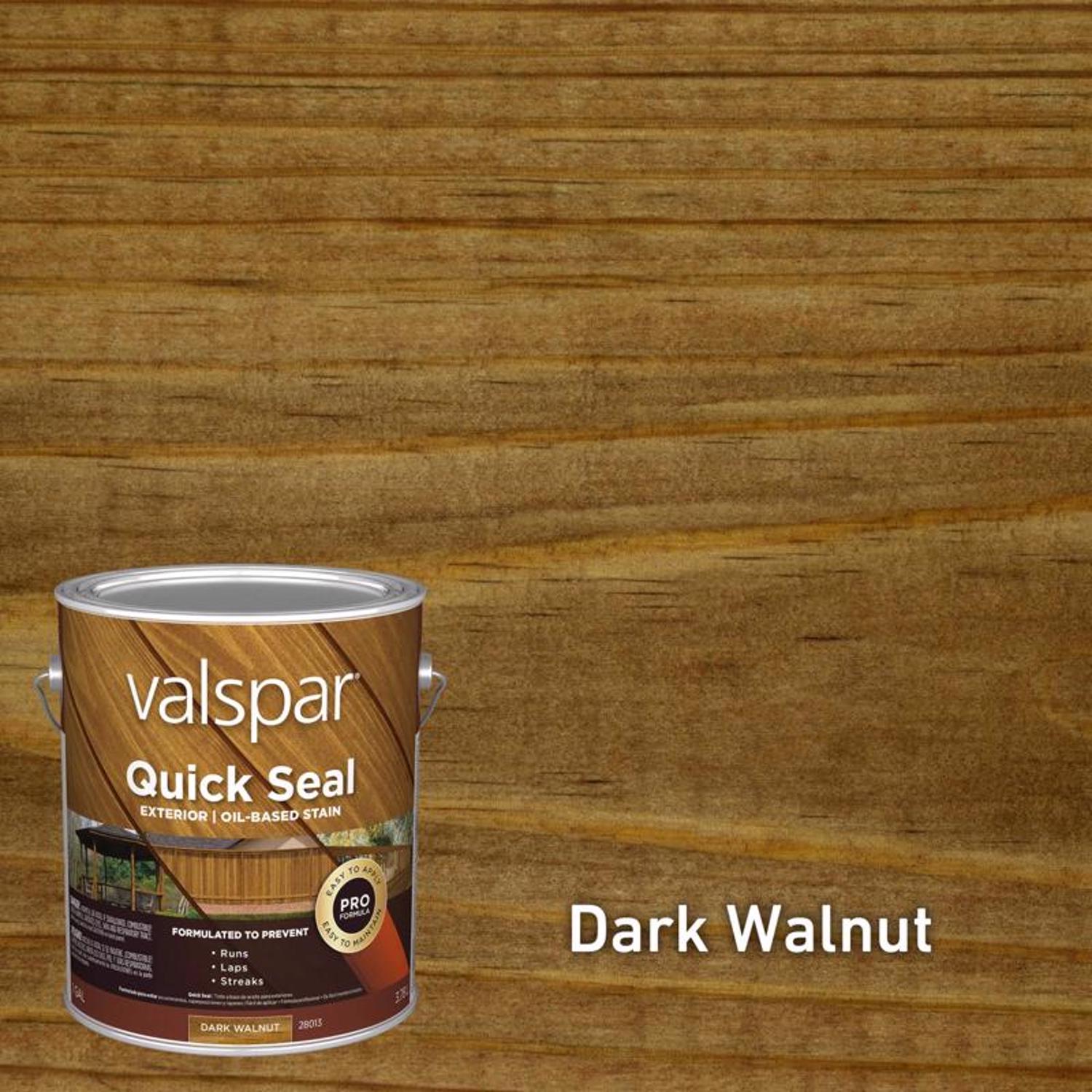 Valspar Quick Seal Semi-Transparent Dark Walnut Oil-Based Exterior Stain 1 gal - Case of 4