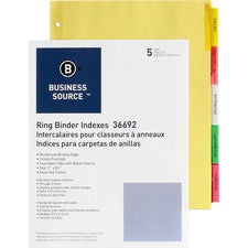 Business Source Insertable Tab Ring Binder Indexes [DIVIDER;INSERT;5-TAB;MULTI-BX]