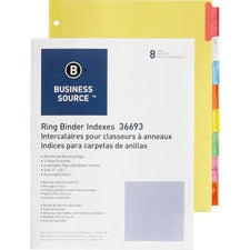 Business Source Insertable Tab Ring Binder Indexes [DIVIDER;INSERT;8-TAB;MULTI-BX]