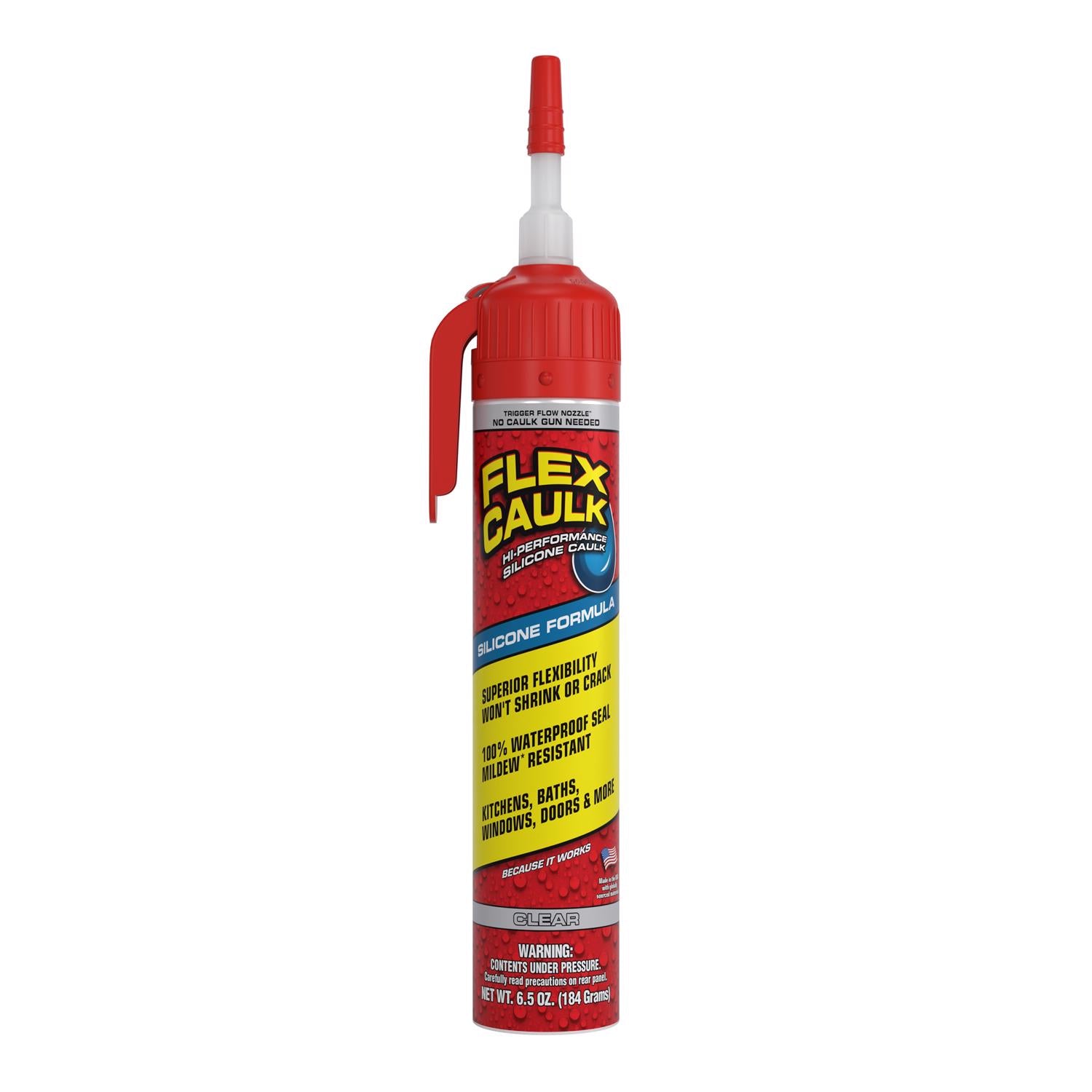 Flex Seal Family of Products Flex Caulk Clear Silicone All Purpose Caulk 6.5 oz - Case of 4