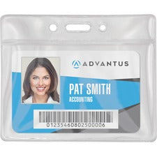 Advantus Vinyl ID Badge Holders - Support 3.50" x 2.50" Media - Horizontal - Vinyl - 50 / Pack - Clear - Durable