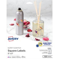 Avery&reg; Sure Feed Glossy Labels [LABELS;SQUR;2X2;12UP;GLSCLR-PK]