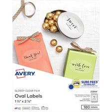 Avery&reg; Sure Feed Glossy Labels [LABELS;OVAL;18UP;CLR-PK]