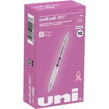 uniball&trade; 207 Pink Ribbon Gel Pens [PEN;GEL;207;BCA;0.7MM;PK/BK-BX]