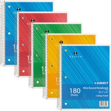 Sparco Wirebound College Ruled Notebooks [NOTEBOOK;WIRE;CLLG;5SUB;180-BD]