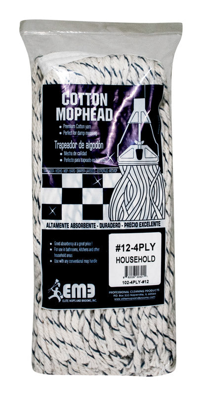 ELITE MOPS AND BROOMS - Elite Mops and Brooms #12 Cut End Cotton Mop Refill - Case of 6
