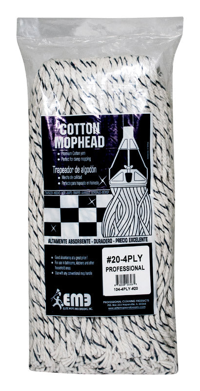 ELITE MOPS AND BROOMS - Elite Mops and Brooms #20 Cut End Cotton Mop Refill - Case of 6