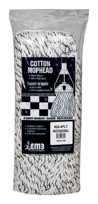 ELITE MOPS AND BROOMS - Elite Mops and Brooms #24 Cut End Cotton Mop Refill 1 pk - Case of 6