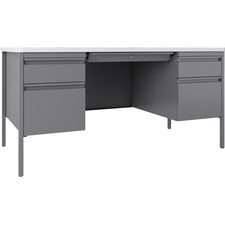 Lorell Fortress Series Double-Pedestal Teachers Desk [DESK;TEACHERS;30X60;PL/WHT-EA]