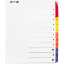 Business Source Table of Content Quick Index Dividers [DIVIDERS;INDEX;TOC;1-12;MLT-ST]