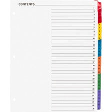 Business Source Table of Content Quick Index Dividers [DIVIDERS;INDEX;TOC;1-31;MLT-ST]